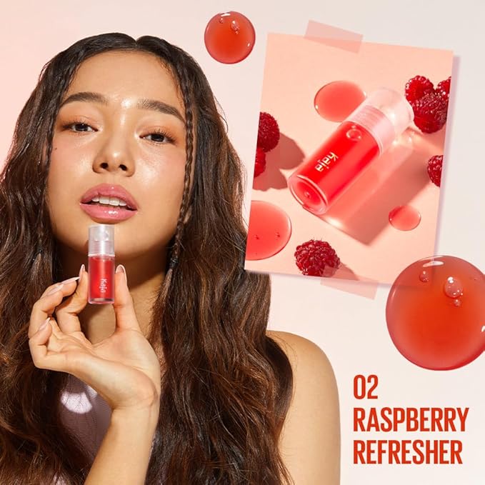 Kaja Juicy Glass Lip Plumping Oil | 02 Raspberry Refresher | Hydrating, Feel Plumped and Lightweight with Vitamin Tree Fruit Oil, Vegan, Cruelty-Free, Clear Tint Stain Shine Gloss Plumper
