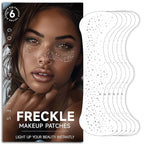 Glitter Freckles Face Tattoo - Silver Freckles Temporary Tattoos, Body Face Glitter for Women Girls, Cute Star Sparkle Patches Makeup Accessories for Festival Rave Parties Halloween, Silver 6 Pcs