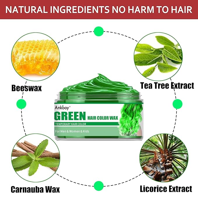 6 Colors Temporary Hair Color for Kids,Hair Wax Color for Halloween,Gifts for Teens,Girls,Boys,Gifts for Kids,Hair Color Spray Green Orange Pink Purple Red Blue Hair Dye Wax