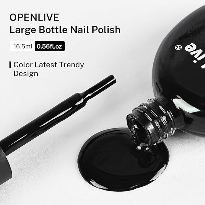 16.5ml Black Nail Polish Large Volume Quick Drying Nail Polish, Fast Drying and Long Lasting Color Nail Art DIY Home Manicure Gift for Women