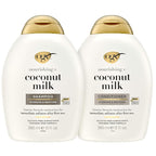 OGX Nourishing + Coconut Milk Sulfate Free Shampoo and Conditioner Set, Hydrates & Softens Hair, Lipi Pro Shield Technology, Creamy Coconut Milk White Peach & Shea Butter Scent, 2 Items, 2 x 13 fl oz