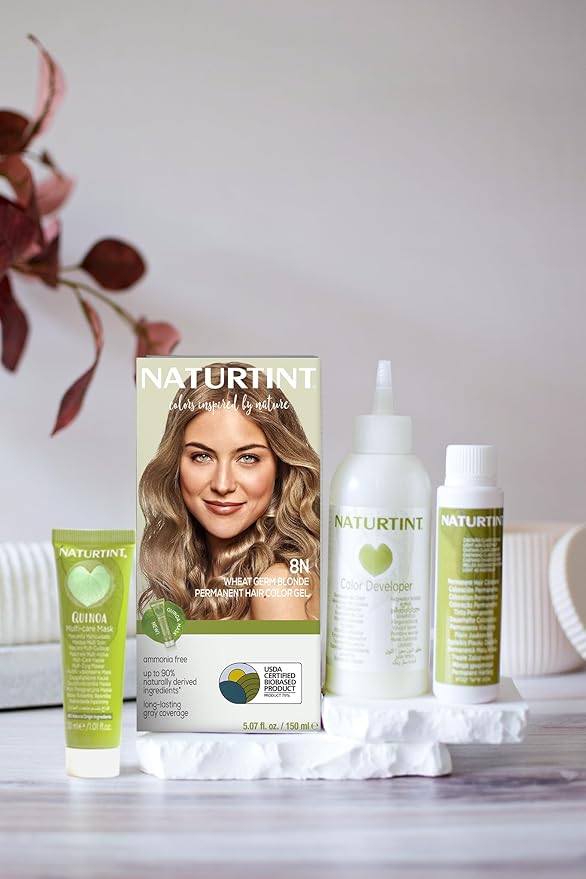 Naturtint 8N Wheat Germ Blonde Permanent Hair Color (Pack of 1), Ammonia Free, Vegan, Cruelty Free, up to 100% Gray Coverage, Long Lasting Results (Packaging may vary)