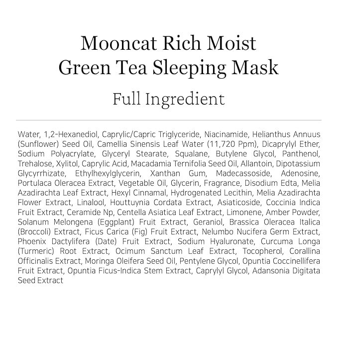 Green Tea Sleeping Mask 75ml – Rich Moisture Night Mask, Hypoallergenic, Calms Redness, Deep Hydration for Sensitive Skin, Non-Sticky Korean Skincare