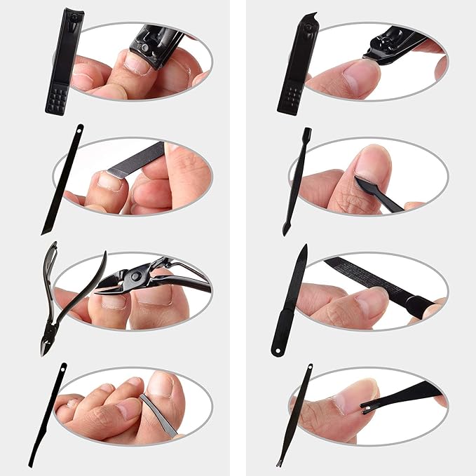 26 PCS Nail Clippers, ONEHERE Premium Manicure Set, Professional Grooming Gift Kit, Pedicure Kit, Facial, Hand, Foot, Cuticle Nail Care Tools, Fingernail Clippers with Luxurious Portable Travel Case