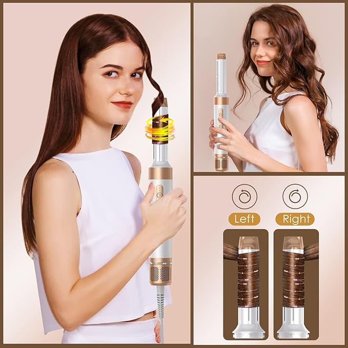 Hair Dryer Brush,Blow Dryer Brush with Attachments,110000 RPM Curly Twist 7 in One Air Style, Professional Ionic Hair Styling Tool, Left & Right Air Curler, Volumizer