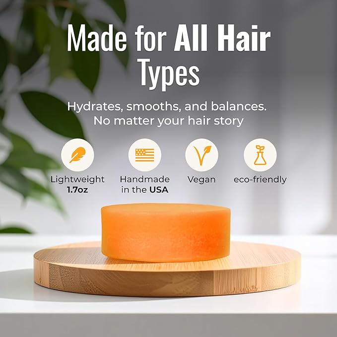 Sunshine Conditioner Bar, Vegan Solid Hair Conditioner for All Hair Types, with Pineapple, Mango, Cocoa Butter, Zero Waste, Travel-Friendly