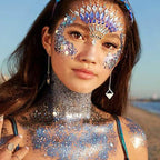 Iridescent White Face Glitter,Color Changing Mermaid Body Hair Glitter Gel,Chunky Glitter Face Paint,Sparkling Sequin for Face Body,Halloween Festival Party Chameleon Glitter Makeup,50ml