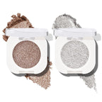 KYDA 2 Colors Single Glitter Eyeshadow, Champagne Pearl Glow and Metallic Silver Shades, Shimmer Pearl Eyes Shadow, Ultra-fine Lightweight Powder, Sparkling Pressed Eyeshadow, Cowboy+Cold Brew