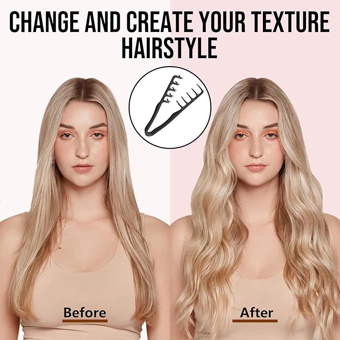 Volumizing Texture Comb, Wide-Tooth Hair Styling Comb for Men & Women, Fluffy Curly Texture Roots Volume Combs, Bangs Seam Grooming Styling Tool, Black