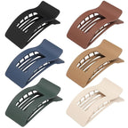 French Flat Hair Clips for Women 6pcs Hair Claw Clips for Thick or Thin Hair Matte Claw Clips for Girls Barrettes Non-Slip Strong Hold Hair Accessories for Women (Dark Colorful)