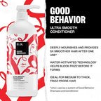 IGK GOOD BEHAVIOR Ultra Smooth Shampoo and Conditioner Set | Frizz Control + Hydrates + Shine | Vegan + Cruelty Free | 33.8 Oz
