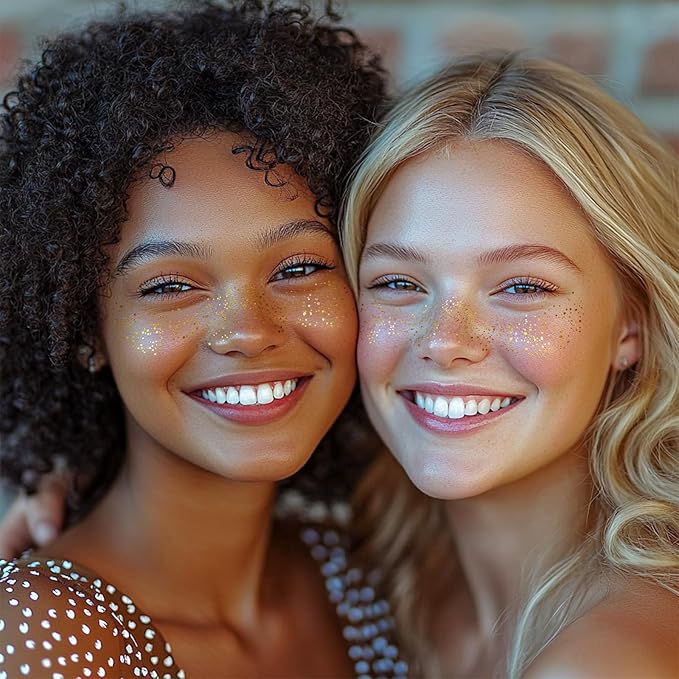 24PCS Glod Glitter Freckle, Gold Freckles Temporary Face Tattoo, Gold Freckle Tattoo, Body Face Glitter for Women Girls, Waterproof Long-Lasting Party, Festival, Concert Makeup Accessories