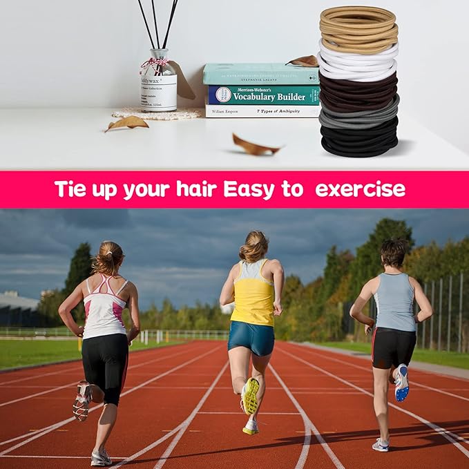 120 Pcs Neutral Colors Elastic Hair Tie, 4MM Ponytail Holders for Medium to Thick Hair No Damage Hair Accessories for Men, Women, Boys, and Girls for Long Braids