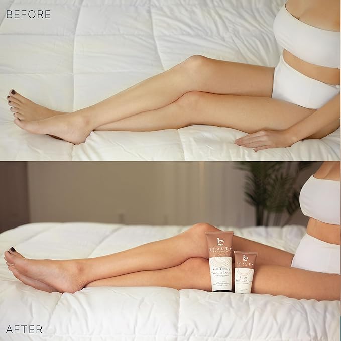 Tanning Lotion Self Tanner Kit - USA Made with Organic & Natural Ingredients, Self Tanning Lotion Face Tanner & Application Kit, Non Toxic Gradual Tan, Sunless Tan for Women & Men