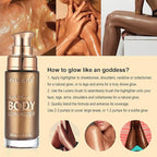 Body Shimmer Oil, Glistening Bronze Natural Glow Luminizer, Long Lasting Waterproof Moisturizing Liquid Illuminator Highlighter Makeup for a Sun-Kissed Glow, Brush Include, 1oz, Medium