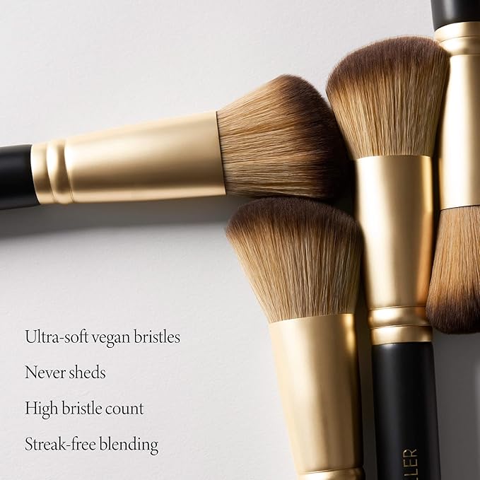 LAURA GELLER NEW YORK Angled Blush Brush with Black Wooden Handle & Dense Bristles for Makeup Application