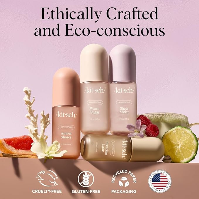 Kitsch Hair Perfume for Women - Sheer Violet | Clean, Deodorizing & Patented Odor-Eliminating Technology Hair Spray & Body Mist - Freshen Hair, Body & Pillows - Raspberry, Soft Musk Scent - 50mL