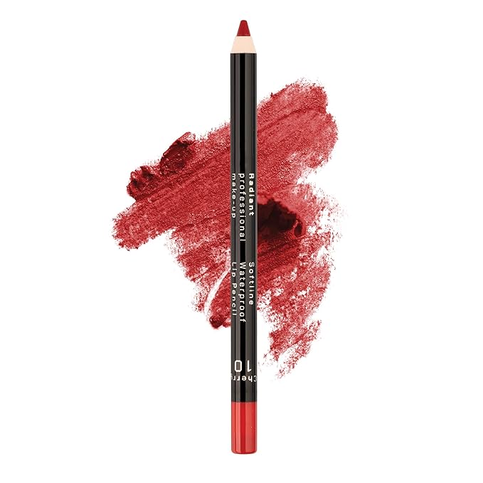 Radiant Professional Waterproof Lip Liner Pencil - Long Lasting Lip Liner for Defined Lips - Soft & Creamy Lipliner with Vitamin E - 1.20 g, (10 CHERRY)