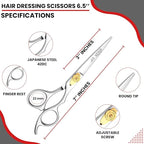 Hair Cutting Scissors -Sharp Razor Edge Blade Hair Shears Series - 6.5" With Fine Adjustment – Stainless Steel Hair Scissors Professional For Men, Women & Babies (Silver)