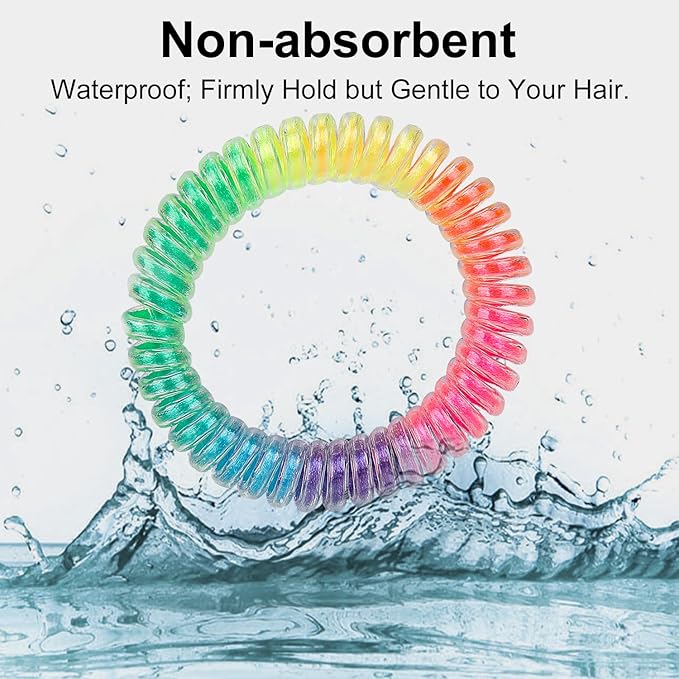 JessLab Spiral Hair Ties for Women, 10-Pack Traceless No-Damage Ponytail Holders, Coils Hair Bands for Girls, Assorted Colors