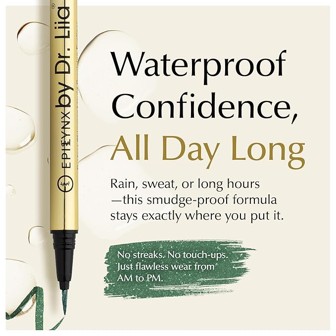 Liquid Eyeliner - Hypoallergenic Eyeliner with Fine Brush Tip, Long-Lasting Waterproof Eye Liner - Cruelty-Free, Vegan, Hypoallergenic, Gluten-Free, Smooth Liquid Eye Liner, Shimmer Spring Green 2mL