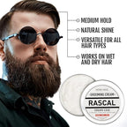 Rascal Original Edgar's Edge Grooming Cream - Hair Cream for Men with Medium Hold & Natural Shine, Mens Hair Conditioning & Styling Solution for All Hair Types, Made with Beeswax & Castor Oil - 3.4 Oz