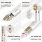 GLAMUP® 6 in 1 Hot Air Styler, Upgraded Long Barrel, Round Brush, Powerful High Speed Dryer, Tight Grip, Curling Volumizing Gift Set with Travel Bag