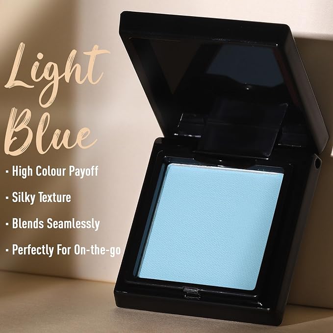 UCANBE Light Blue Single Eyeshadow Palette, Highly Pigmented Matte Eye Shadow Powder, Professional Long-Lasting Waterproof Makeup Palette