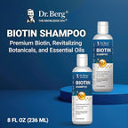Dr. Berg Biotin Shampoo for Men & Women (Improved High-Performance Formula) - Independently Tested & Certified Paraben- Sulfate- & Silicone-Free - Infused w/Biotin, Argan Oil & Botanicals - 8 Fl oz