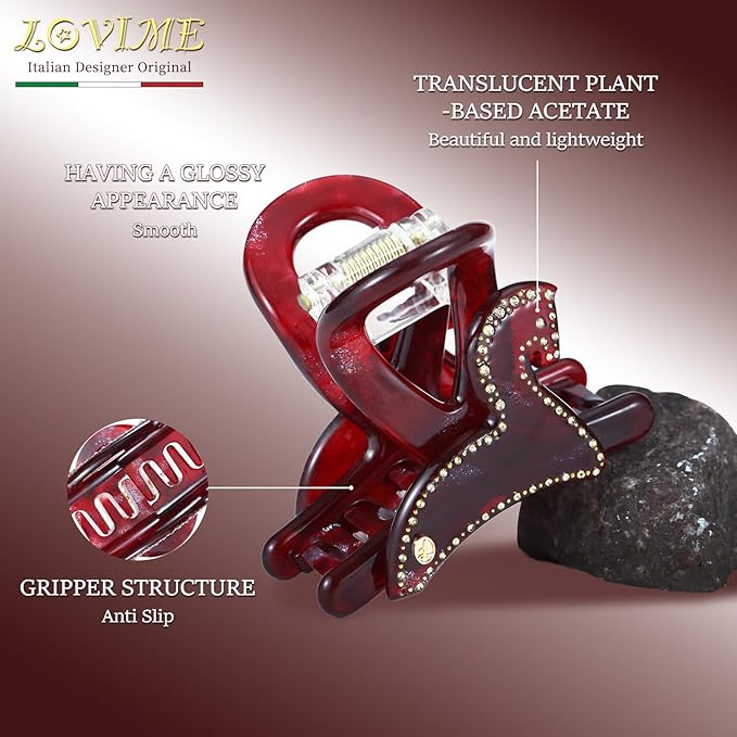 2026 Original Italian Designed Christmas Hair Barrettes for Women, Plant-Based Acetate France Barrettes for Birthday Girls Fine Thin Hair, Handmade Hair Clip With Gift Box-Steed Twilight