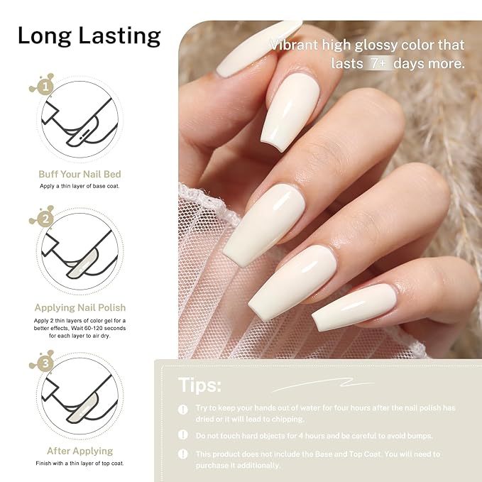 16.5ml Beige White Nail Polish Large Volume Quick Dry Nail Polish, Long Lasting Shine, Fingernail Toenail Nail Art DIY Home Travel Nail Art Gift