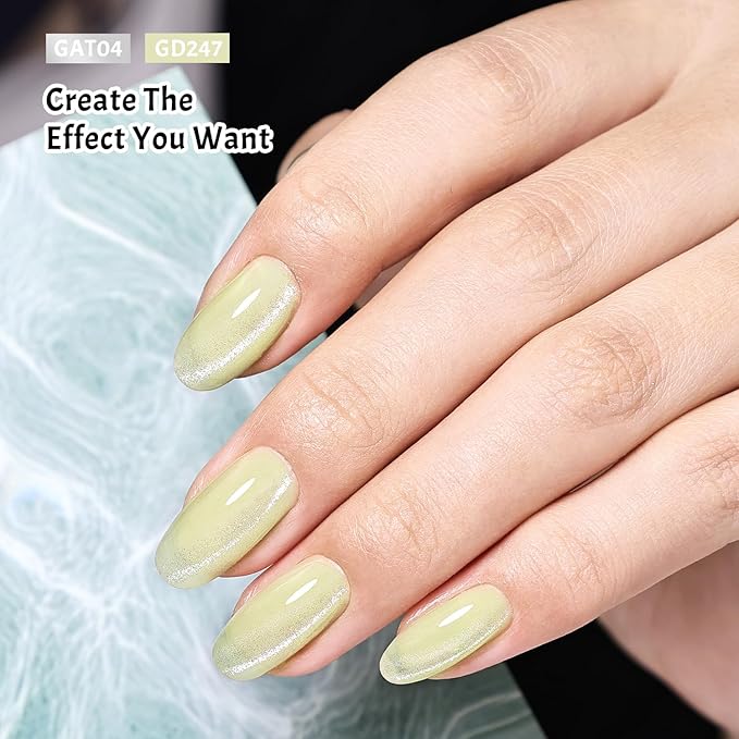 JODSONE 9 Green Colors Jelly Gel Nail Polish Set with Base Coat Top Coat Women's Holiday Gifts