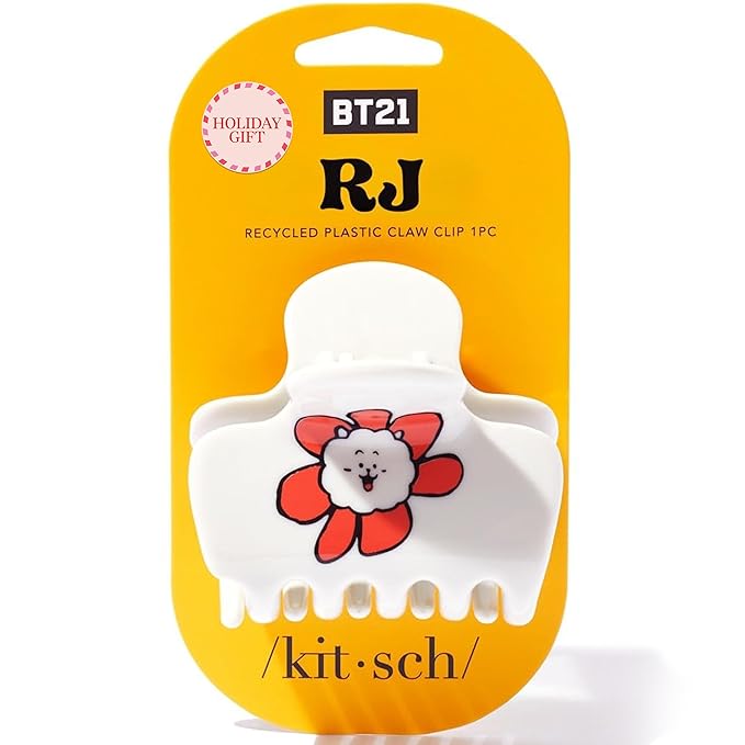 Kitsch BT21 Recycled Plastic Puffy Medium Hair Clips for Women, Medium Claw Clip for Thin & Thick Hair | Ideal Gifts for Women - RJ, 1pc