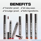 Sacheu Lip Liner STAY-N Peel Off Lip Stain — Long Lasting Waterproof Lip Tint with Hyaluronic Acid & Vitamin E — Transfer Proof Matte Finish, Vegan & Cruelty-Free (HEY-zel)