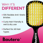 Bautero Brush Detangler Brush for Wet & Dry Hair, Pain-Free Brushing on All Hair Types, Knot Removal, Vented Hair Brush, Saku Sunflower