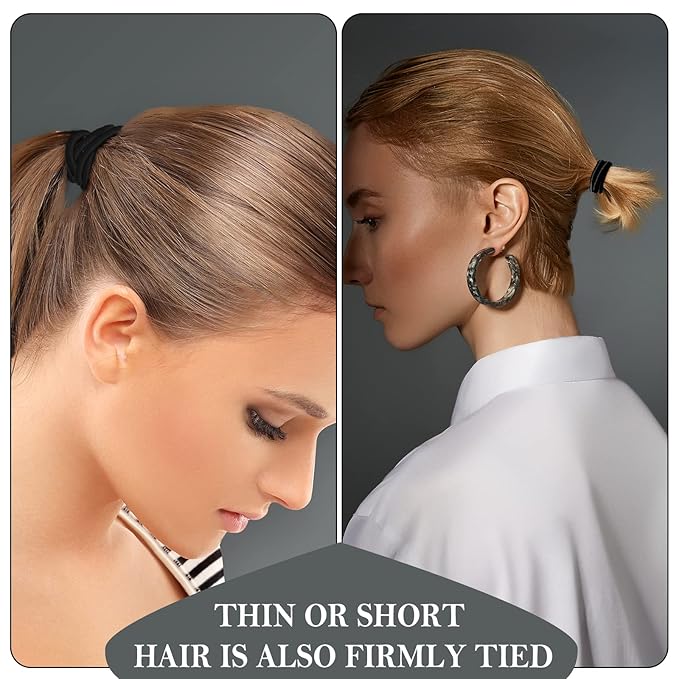 Black Hair Ties No damage 280 Bulk Pack, 4MM Ouchless Elastic Hair Bands for Women's Hair Elastic Ponytail Holders for Ponytails, Thick, Medium, Thin, Fine & Short Hair