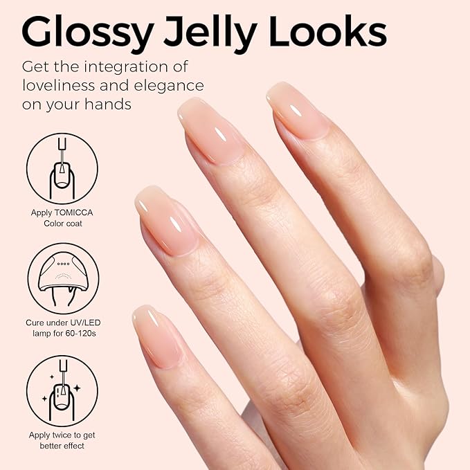 TOMICCA Nude Gel Nail Polish,15ml Light Nude Gel Polish,Soak Off Uv Led Cure Needed，Color Long Lasting Translucent Nail Art Manicure French Salon Diy Design Gifts For Woman