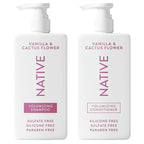 Native Vanilla & Cactus Flower 2-in-1 Shampoo & Conditioner Contain Naturally Derived Ingredients |All Hair Type Color & Treated, Fine to Dry Damaged, Sulfate & Dye Free - 2-Pack