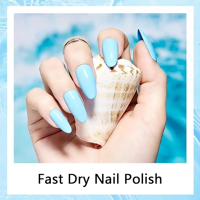 16.5ml Light Blue Nail Polish Large Volume Quick Drying Nail Polish, Fast Drying and Long Lasting Color Nail Art DIY Home Manicure Gift for Women