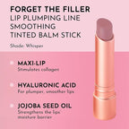 LAWLESS Women's Forget the Filler Lip Plumping Line Smoothing Tinted Balm, Whisper, Pink, 0.09 Ounce