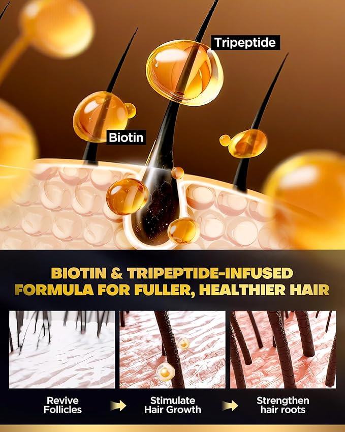 Tripeptide-Infused Hair Growth Biotin Shampoo and Conditioner Set, Onion Anti-Loss Volumizing Moisturizing Treatment for Soft Shine Hair, Dandruff Routine Rosemary Shampoo for Men and Women, 2x16.9oz