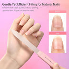 Makartt Nail Files: Glass Nail Files for Natural Nails, Double-Sided Reusable Sandblasted Fingernail Buffers with Case for Shape & Smooth Finish, Portable Manicure Gift Set, 3pcs Pink Green Blue