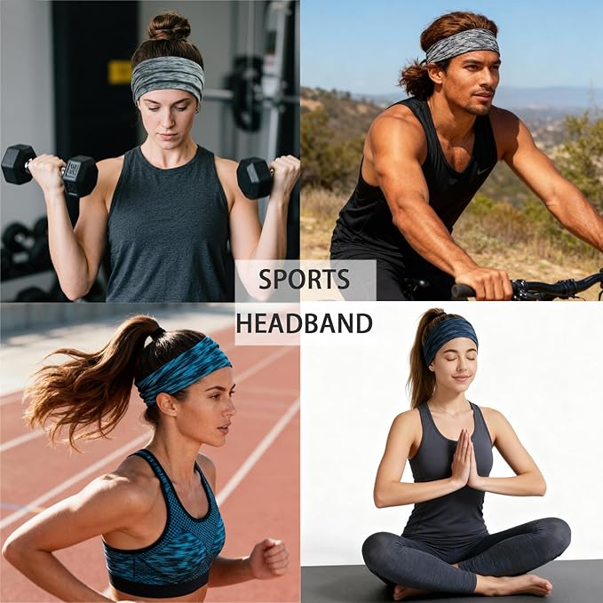 Headbands For Women Headband Elastic Soft Head Bands For Women's Hair Accessories Womens Fashion Yoga Fabric Hair Band Space Dye 6 Pcs