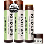 Kind Lips Watermelon Lip Balm 3-Pack - USDA Organic, Natural Chapstick Alternative for Dry Lips | Gluten-Free, Cruelty-Free