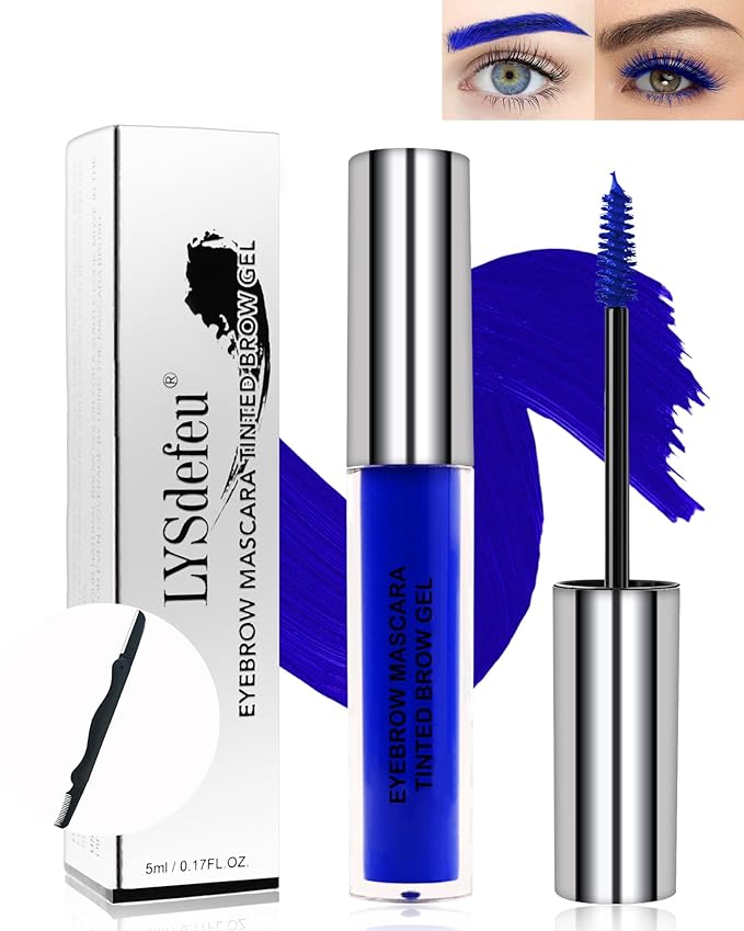 Tinted Eyebrow Mascara Gel- 1Pcs Long-lasting Waterproof Smudge-proof Blue Brow Glue Colored Liquid Mascara,Tinted Brow Filler Curling Mascaras, Christmas Eye Makeup Gift for Women Girl-07