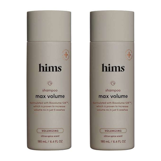 hims Max Volume Shampoo, 2 Pack - Volumizing Natural Shampoo for Men with Biotin - Adds Volume, Shine & Bounce - Citrus Spice - 2 x 6.4 fl oz