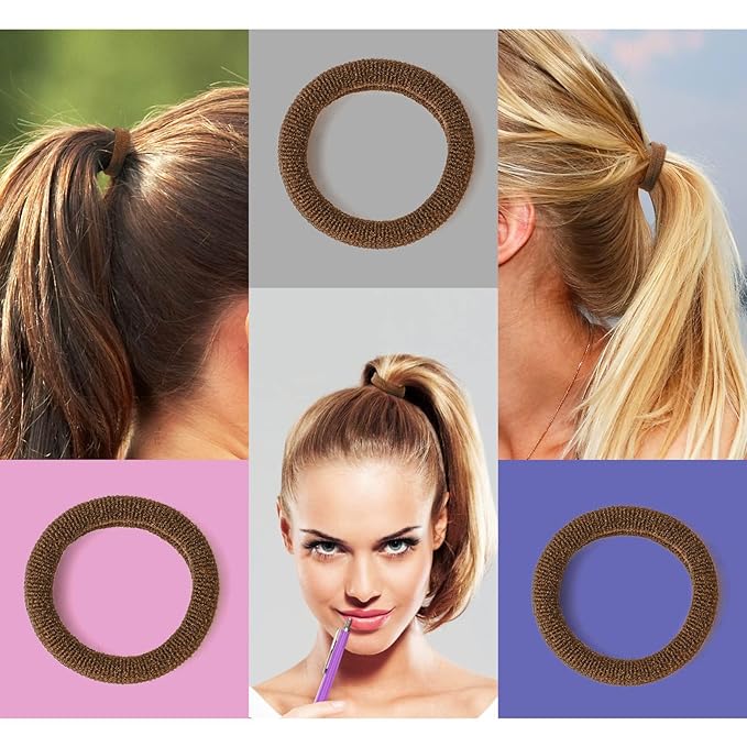 100PCS Hair Ties for Women And Kids, Seamless Thick Hair Bands, Elastic Baby Hair Ties No Damage Ponytail Holder, Cotton Toddler Hair Tie, No Crease Small Hair Tie For Toddler Girls (Brown)