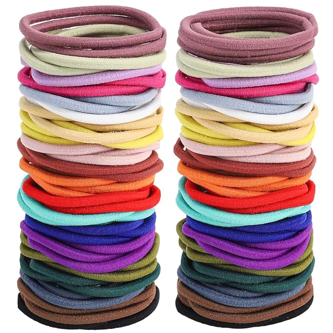 100PCS 4MM Colorful Elastic Hair Bands, Ponytail Holders for Medium to Thick Curly Hair, Women or Men, 20 Colors