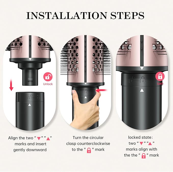 2in1 Negative Ion Thermal Brush -Heated Round Brush, Curling Iron 1 1/2 Inch& Curling Iron 1 3/4 Inch, 5 Temperature Settings,Dual Voltage