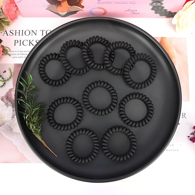 JessLab Spiral Hair Ties for Women, 10-Pack Traceless No-Damage Ponytail Holders, Coils Hair Bands for Girls, Assorted Colors